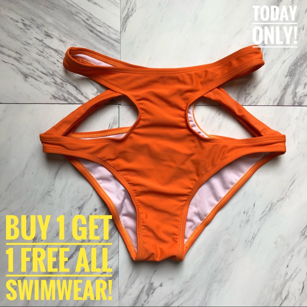 Orange CutOut High Waist Bikini (BOTTOMS ONLY) - Picture 3 of 8